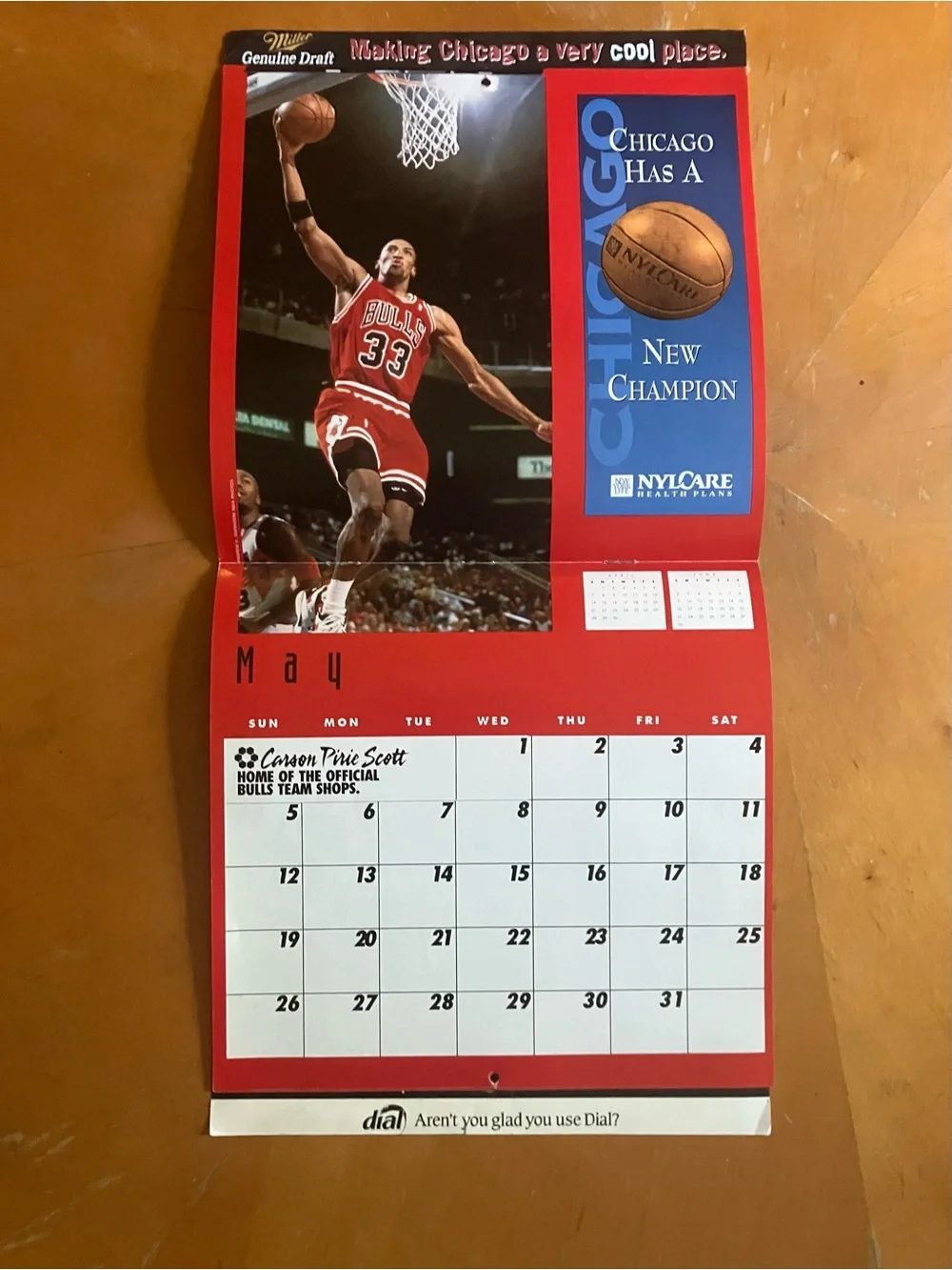 Vintage 1995-96 Chicago Bulls Wall Calendar Michael Jordan 72 Win